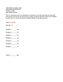 MIDTERM EXAMINATION Networked Life (NETS 112) October 22