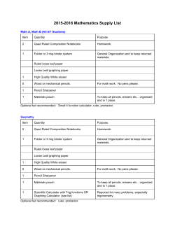 20152016 Mathematics Supply List