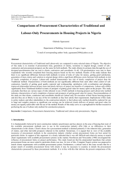 Comparisons of Procurement Characteristics of Traditional and