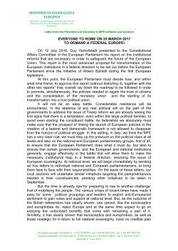 MOVIMENTO FEDERALISTA EUROPEO EVERYONE TO ROME ON