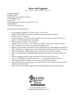 Pasta with Eggplant - Healthy Harvest Farm