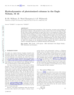 Hydrodynamics of photoionized columns in the Eagle Nebula, M 16