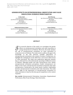 gender effects on entrepreneurial orientation and value innovation