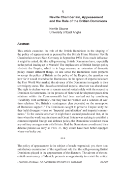 Neville Chamberlain, Appeasement and the Role of the British