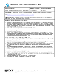 The Carbon Cycle: Teacher Led Lesson Plan