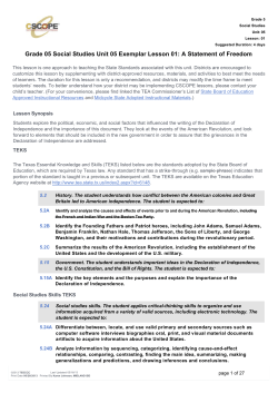 Grade 05 Social Studies Unit 05 Exemplar Lesson 01