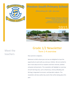 Preston South Primary School Grade 1/2 Newsletter