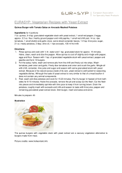 EURASYP: Vegetarian Recipes P: Vegetarian Recipes with Yeast
