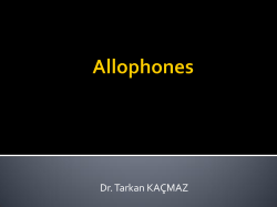 Allophones - TARKAN KA&Ccedil;MAZ