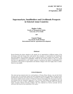 Supermarkets, Smallholders and Livelihoods Prospects in Selected
