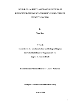 BEHIND FILIAL PIETY: AN INDIGENOUS STUDY OF