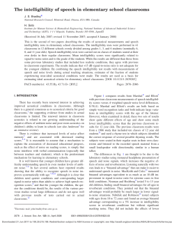 The intelligibility of speech in elementary school classrooms