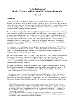 Gender, Ethnicity and the Methodist Missionary Enterprise