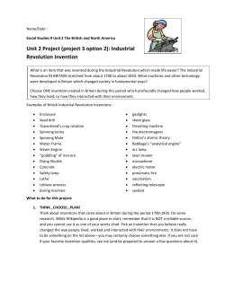 Unit 2 Project (project 3 option 2): Industrial Revolution Invention