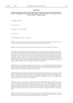 Agreement between the European Union and the United States of