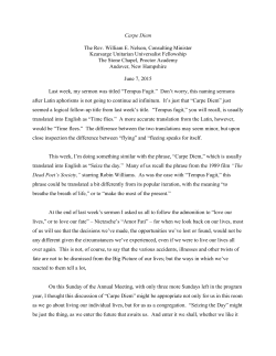 Carpe Diem - Kearsarge Unitarian Universalist Fellowship