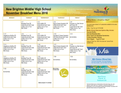 New Brighton Middle/ High School November Breakfast Menu 2016