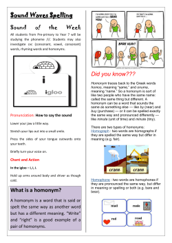 Sound Waves Spelling What is a homonym? Did you know???