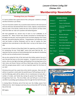 Family holiday newsletter - Lancaster and District Curling Club