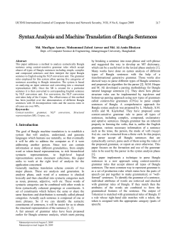Syntax Analysis and Machine Translation of Bangla Sentences
