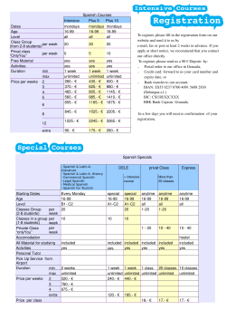 Spanish Courses Intensive Plus 5 Plus 10 Dates mondays mondays