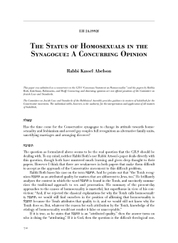 The Status of Homosexuals in the Synagogue: A Concurring Opinion