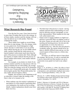 Marzano`s Six Step Process For Building Academic Vocabulary