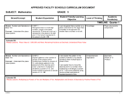 APPROVED FACILITY SCHOOLS CURRICULUM