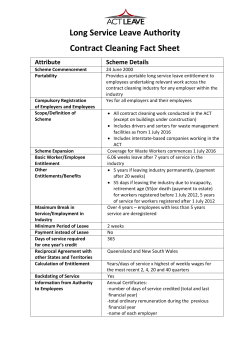 Cleaning Industry Fact Sheet - ACT Long Service Leave Authority
