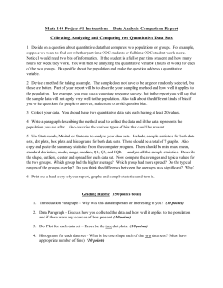 Math 140 Project #1 Instructions &ndash; Data Analysis Comparison