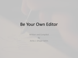 Be Your Own Editor