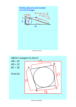 ABCD is tangent to the O. AB = 10 AD = 15 BC = 18. Find CD. A B C D