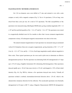 PALEOMAGNETIC METHODS AND RESULTS Six 2.54 cm diameter
