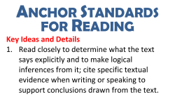 Key Ideas and Details 1. Read closely to determine what the text