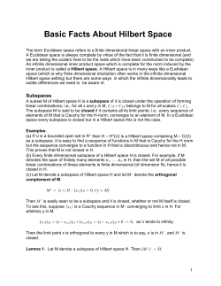 2 Basic Facts About Hilbert Space
