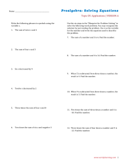 Prealgebra: Solving Equations