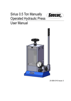 Sirius 0.5 Ton Manually Operated Hydraulic Press User