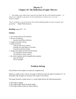 Physics 11 Chapter 25: The Reflection of Light