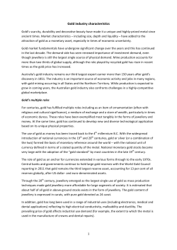 Gold industry characteristics - Minerals Council of Australia