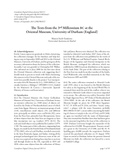 The Texts from the 3rd Millennium BC at the - CDLI