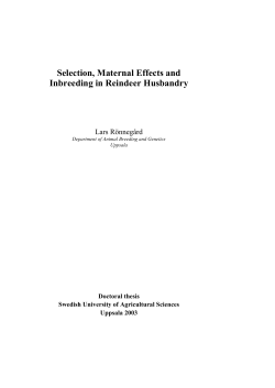 Selection, Maternal Effects and Inbreeding in Reindeer Husbandry