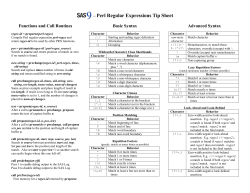 Perl Regular Expressions Tip Sheet
