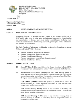 Rules and Regulations on Kennels - The Philippine Animal Welfare