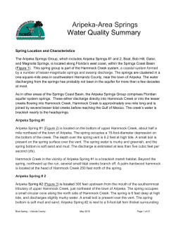 Aripeka-Area Springs Water Quality Summary