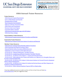 OSHA Outreach Trainer Resources