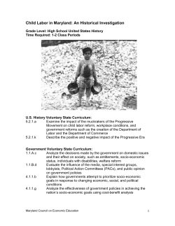 Child Labor in Maryland &ndash; An Historical Investigation
