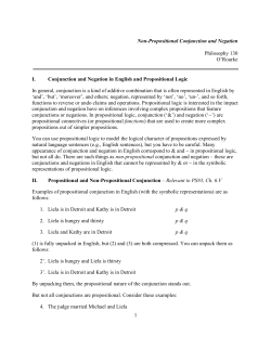 1 Non-Propositional Conjunction and Negation Philosophy 130 O