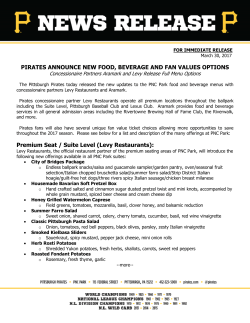 PIRATES ANNOUNCE NEW FOOD, BEVERAGE AND