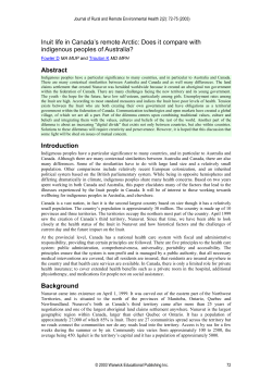 Inuit life in Canada`s remote Arctic: Does it compare with indigenous