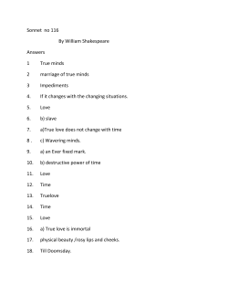 Sonnet no 116 By William Shakespeare Answers 1 True minds 2
